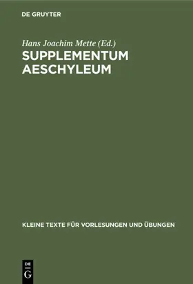 Mette | Supplementum Aeschyleum | E-Book | www.sack.de