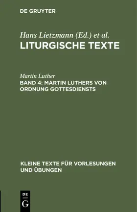 Luther |  Martin Luthers Von Ordnung Gottesdiensts | eBook | Sack Fachmedien