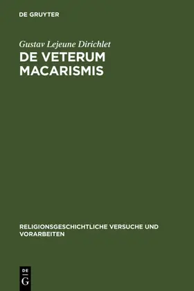 Dirichlet | De veterum macarismis | E-Book | www.sack.de