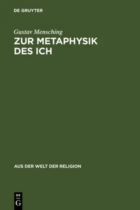 Mensching | Zur Metaphysik des Ich | E-Book | www.sack.de
