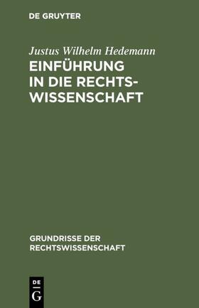 Hedemann | Einführung in die Rechtswissenschaft | E-Book | sack.de