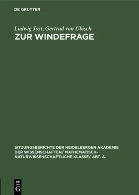 Jost / Ubisch | Zur Windefrage | E-Book | www.sack.de