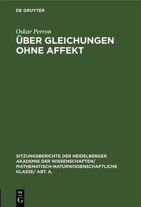 Perron | Über Gleichungen ohne Affekt | E-Book | www.sack.de