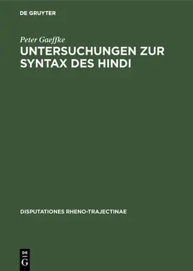 Gaeffke |  Untersuchungen zur Syntax des Hindi | eBook | Sack Fachmedien