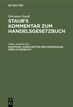 Schmidt | Vorschriften der Verordnung über Aktienrecht | E-Book | sack.de