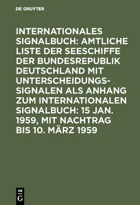 15 Jan. 1959, mit Nachtrag bis 10. März 1959 | E-Book | www.sack.de