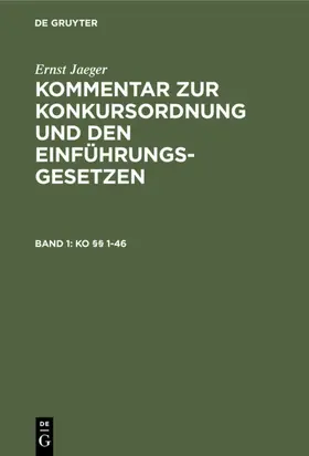 Jaeger |  KO §§ 1-46 | eBook | Sack Fachmedien