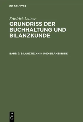 Leitner |  Bilanztechnik und Bilanzkritik | eBook | Sack Fachmedien