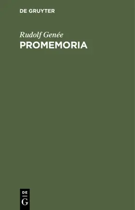 Genée |  Promemoria | eBook | Sack Fachmedien