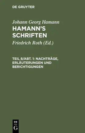 Roth / Hamann |  Nachträge, Erläuterungen und Berichtigungen | eBook | Sack Fachmedien
