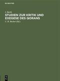 Barth / Becker |  Studien zur Kritik und Exegese des Qorans | eBook | Sack Fachmedien