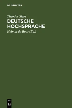 Siebs / de Boor |  Deutsche Hochsprache | eBook | Sack Fachmedien