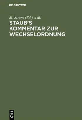 Stranz | Staub’s Kommentar zur Wechselordnung | E-Book | www.sack.de