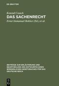 Cosack / Bekker / Fischer |  Das Sachenrecht | eBook | Sack Fachmedien