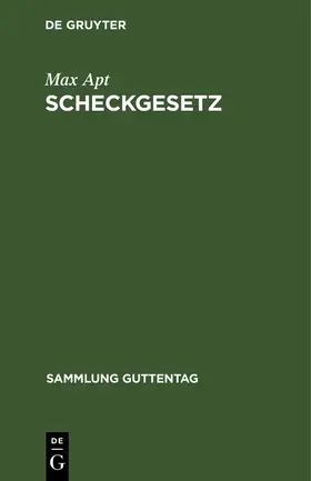 Apt | Scheckgesetz | E-Book | www.sack.de