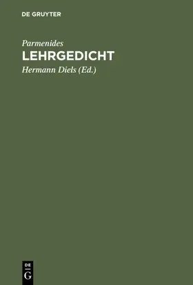 Parmenides / Diels |  Lehrgedicht | eBook | Sack Fachmedien