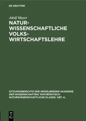 Mayer |  Naturwissenschaftliche Volkswirtschaftslehre | eBook | Sack Fachmedien