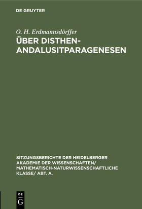 Erdmannsdörffer | Über Disthen-Andalusitparagenesen | E-Book | sack.de