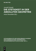 Schmidt / Rosenthal |  Die Stetigkeit in der absoluten Geometrie | eBook | Sack Fachmedien