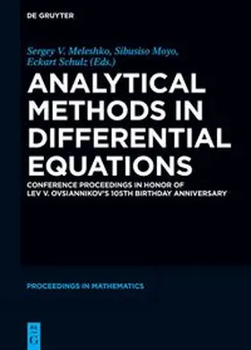 Meleshko / Moyo / Schulz | Analytical Methods in Differential Equations | E-Book | sack.de