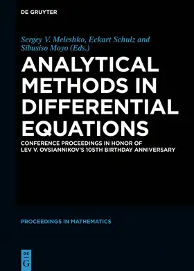 Meleshko / Schulz / Moyo |  Analytical Methods in Differential Equations | eBook | Sack Fachmedien