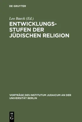Baeck |  Entwicklungsstufen der jüdischen Religion | eBook | Sack Fachmedien