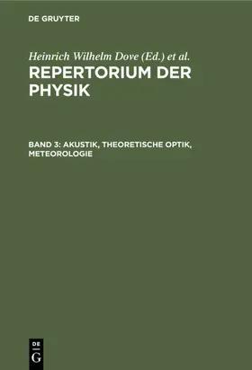Dove / Moser |  Akustik, Theoretische Optik, Meteorologie | eBook | Sack Fachmedien