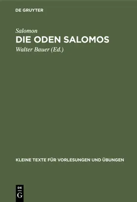 Salomon / Bauer |  Die Oden Salomos | eBook | Sack Fachmedien