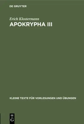 Klostermann | Apokrypha III | E-Book | www.sack.de