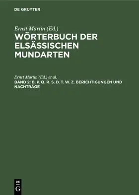 Martin / Lienhart |  B. P. Q. R. S. D. T. W. Z. Berichtigungen und Nachträge | eBook | Sack Fachmedien