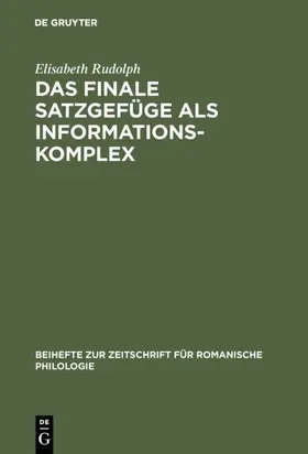 Rudolph |  Das finale Satzgefüge als Informationskomplex | eBook | Sack Fachmedien