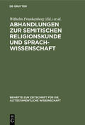 Frankenberg / Küchler |  Abhandlungen zur semitischen Religionskunde und Sprachwissenschaft | eBook | Sack Fachmedien