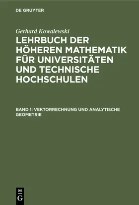 Kowalewski | Vektorrechnung und analytische Geometrie | E-Book | sack.de