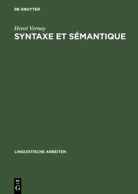 Vernay | Syntaxe et sémantique | E-Book | www.sack.de
