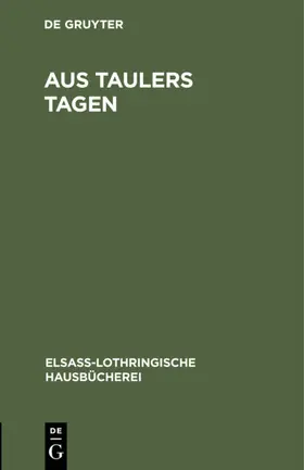 Aus Taulers Tagen | E-Book | www.sack.de