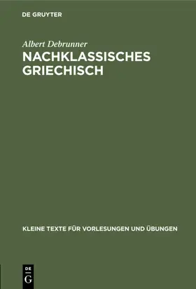 Debrunner |  Nachklassisches Griechisch | eBook | Sack Fachmedien
