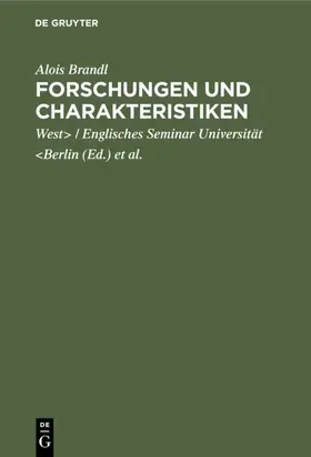 Brandl / Universität &lt;Berlin / Universität <Berlin |  Forschungen und Charakteristiken | eBook | Sack Fachmedien