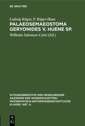 Rüger / Rüger-Haas / Salomon-Calvi |  Palaeosemaeostoma geryonides v. Huene sp., eine sessile Meduse aus dem Dogger von Wehingen in Württemberg und Medusina liasica nov. sp., eine coronatenähnliche Meduse aus dem mittleren Lias von Hechingen in Württemberg | eBook | Sack Fachmedien
