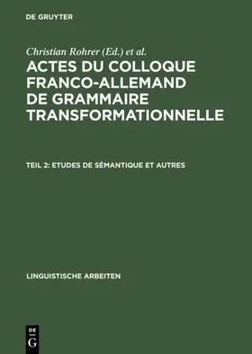 Rohrer / Ruwet |  Etudes de sémantique et autres | eBook | Sack Fachmedien