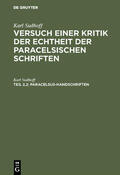 Sudhoff |  Paracelsus-Handschriften | eBook | Sack Fachmedien