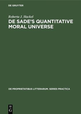 Hackel |  De Sade’s quantitative moral universe | eBook | Sack Fachmedien