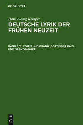 Kemper |  Sturm und Drang: Göttinger Hain und Grenzgänger | Buch |  Sack Fachmedien