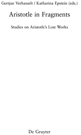 Verhasselt / Epstein | Aristotle in Fragments | E-Book | www.sack.de