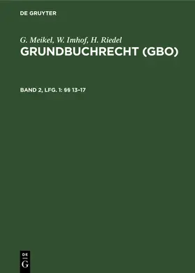 Imhof / Riedel |  §§ 13-17 | Buch |  Sack Fachmedien