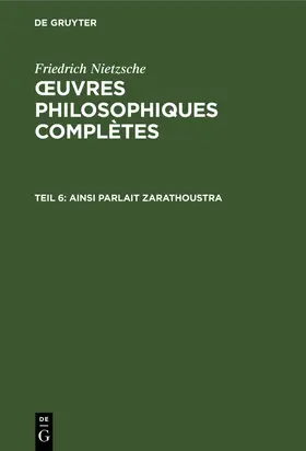 Nietzsche |  Ainsi parlait Zarathoustra | Buch |  Sack Fachmedien