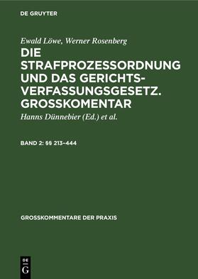 Löwe / Dünnebier / Rosenberg |  §§ 213¿444 | Buch |  Sack Fachmedien