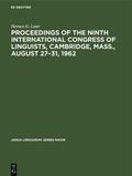 Lunt |  Proceedings of the Ninth International Congress of Linguists, Cambridge, Mass., August 27¿31, 1962 | Buch |  Sack Fachmedien