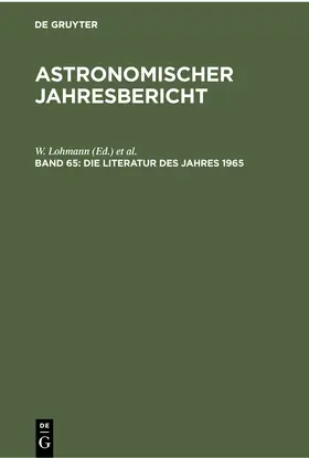 Lohmann / Henn / Güntzel-Lingner |  Die Literatur des Jahres 1965 | Buch |  Sack Fachmedien