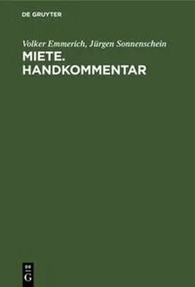 Sonnenschein / Emmerich | Miete. Handkommentar | Buch | 978-3-11-230990-2 | sack.de