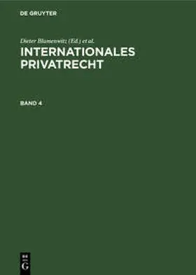 Firsching / Blumenwitz / Bar |  Internationales Privatrecht. Band 4 | Buch |  Sack Fachmedien